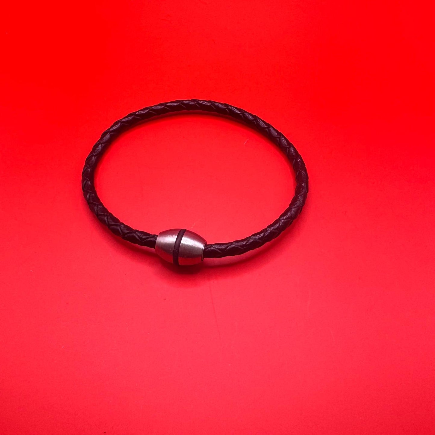 Braided Leather Bracelet - Onyx Black Leather with Stainless Steel Lock