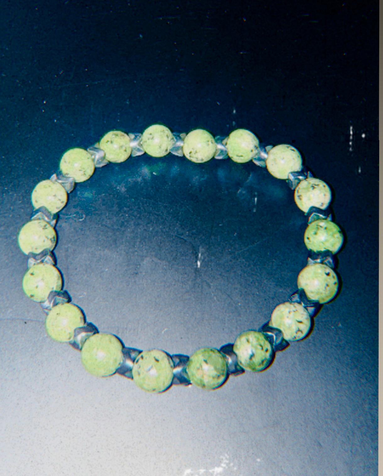 Natural Stone Beaded Bracelet - Green Ceyt Hematite Stone